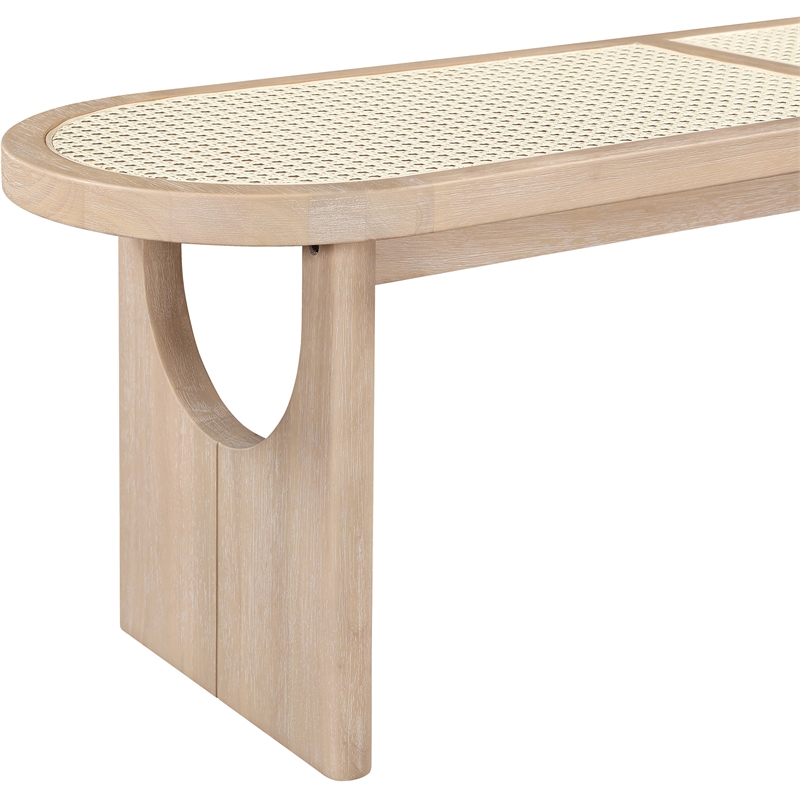 Meridian Furniture Canovia Natural Solid Wood And Faux Cane Bench