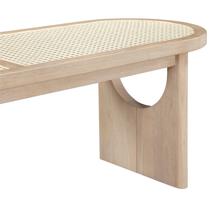 Meridian Furniture Canovia Natural Solid Wood And Faux Cane Bench