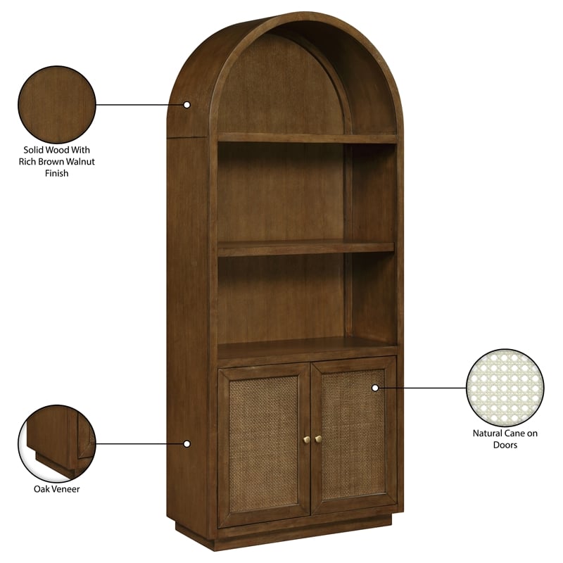 Meridian Furniture Botanical Brown Solid Wood Bookcase