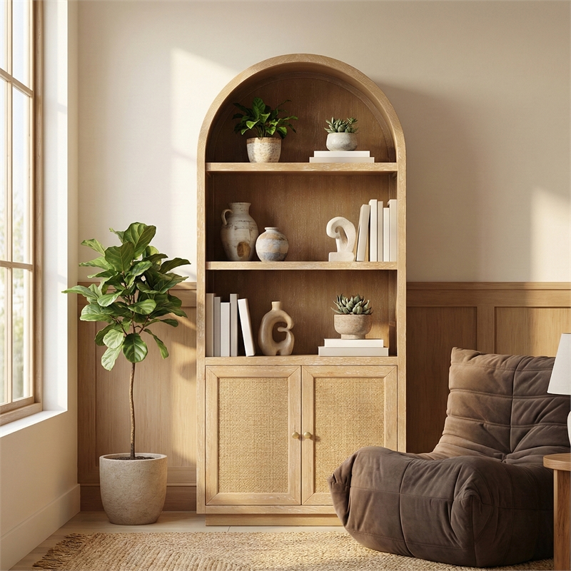 Meridian Furniture Botanical Natural Solid Wood Bookcase