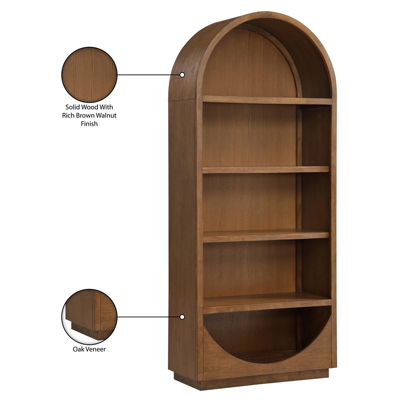 Meridian Furniture Hearth Brown Solid Wood Bookcase