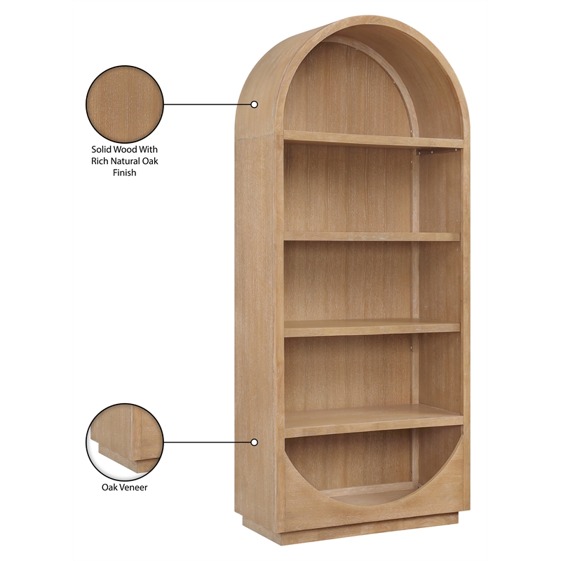 Meridian Furniture Hearth Natural Solid Wood Bookcase