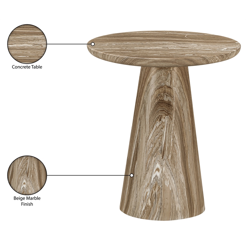 Meridian Furniture Cassino Beige Concrete Indoor / Outdoor End Table