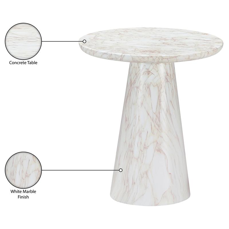 Meridian Furniture Cassino White Concrete Indoor / Outdoor End Table