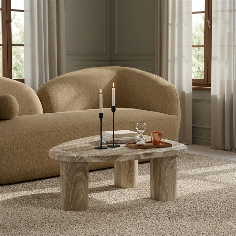 Meridian Furniture Teramo Beige Concrete Indoor / Outdoor Coffee Table