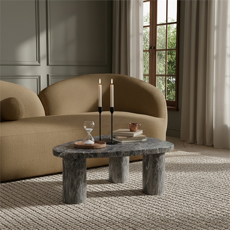 Meridian Furniture Teramo Brown Concrete Indoor / Outdoor Coffee Table