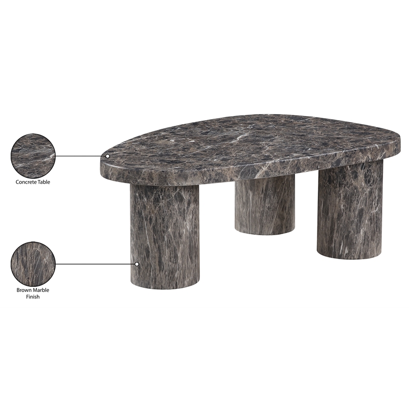 Meridian Furniture Teramo Brown Concrete Indoor / Outdoor Coffee Table