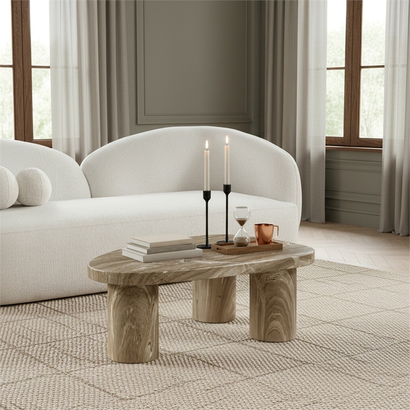 Meridian Furniture Teramo Beige Concrete Indoor / Outdoor Coffee Table