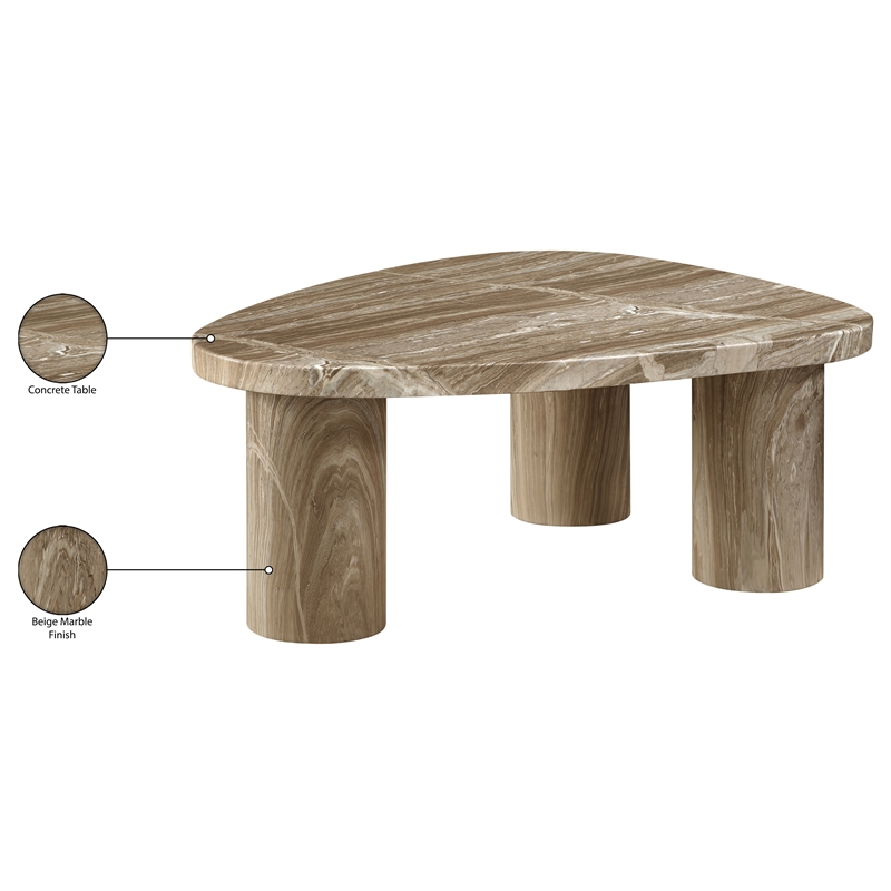 Meridian Furniture Teramo Beige Concrete Indoor / Outdoor Coffee Table
