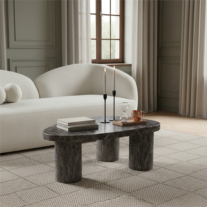 Meridian Furniture Teramo Brown Concrete Indoor / Outdoor Coffee Table
