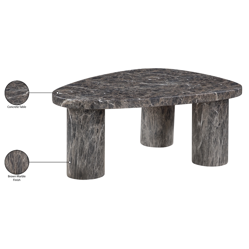 Meridian Furniture Teramo Brown Concrete Indoor / Outdoor Coffee Table