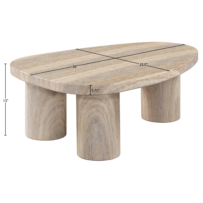 Meridian Furniture Teramo Travertine Concrete Indoor / Outdoor Coffee Table