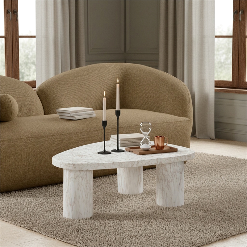 Meridian Furniture Teramo White Concrete Indoor / Outdoor Coffee Table
