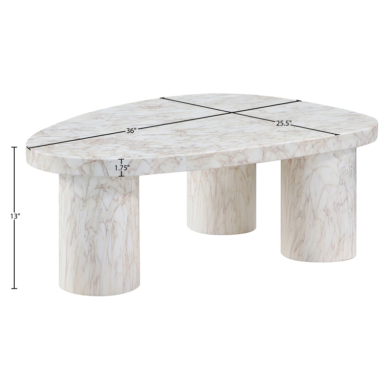 Meridian Furniture Teramo White Concrete Indoor / Outdoor Coffee Table