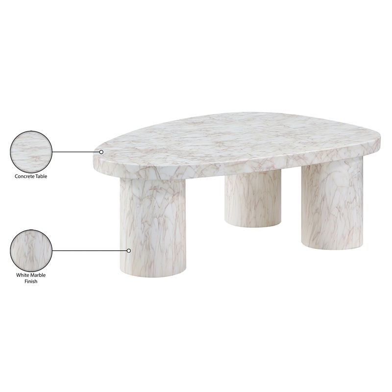 Meridian Furniture Teramo White Concrete Indoor / Outdoor Coffee Table