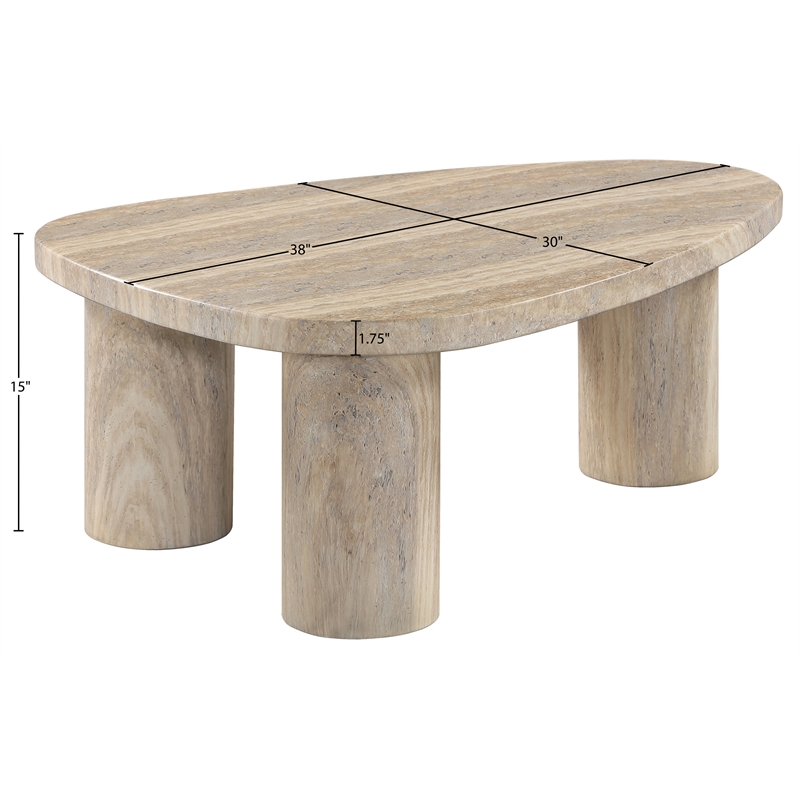 Meridian Furniture Teramo Travertine Concrete Indoor / Outdoor Coffee Table