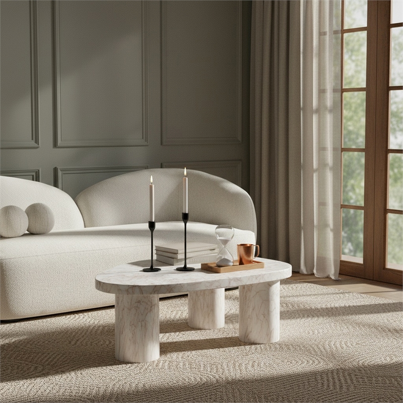 Meridian Furniture Teramo White Concrete Indoor / Outdoor Coffee Table