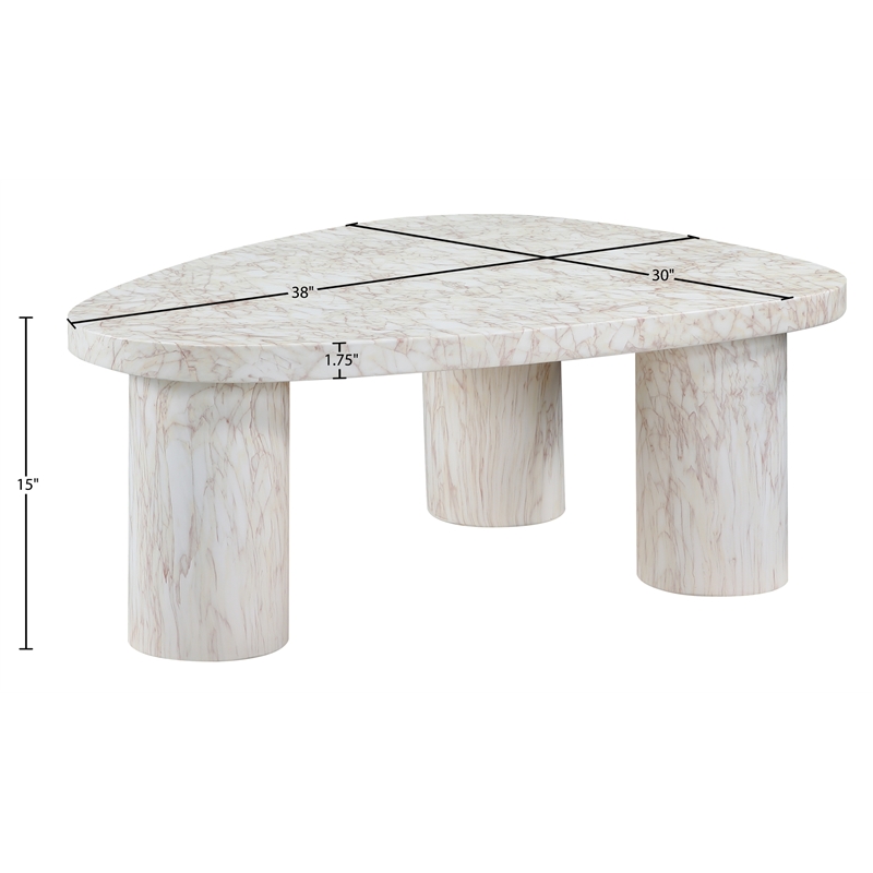 Meridian Furniture Teramo White Concrete Indoor / Outdoor Coffee Table