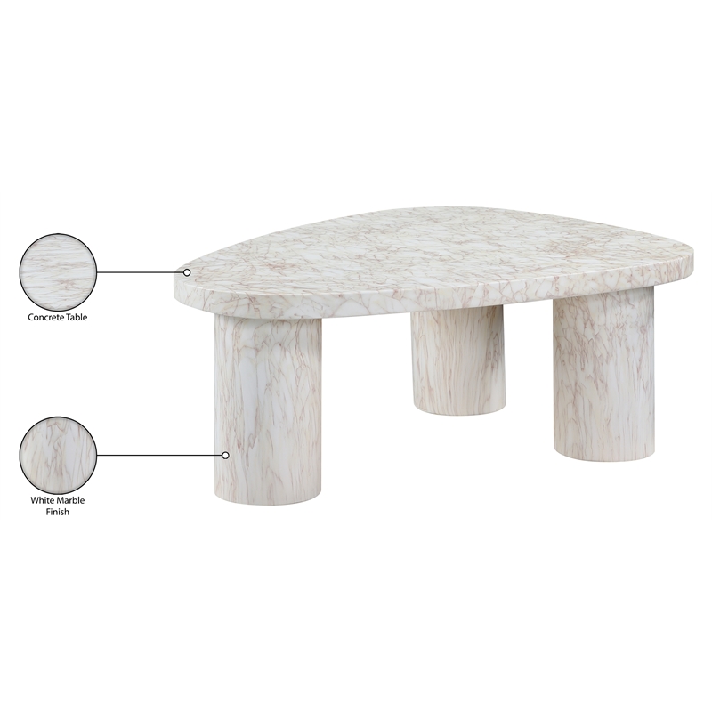 Meridian Furniture Teramo White Concrete Indoor / Outdoor Coffee Table