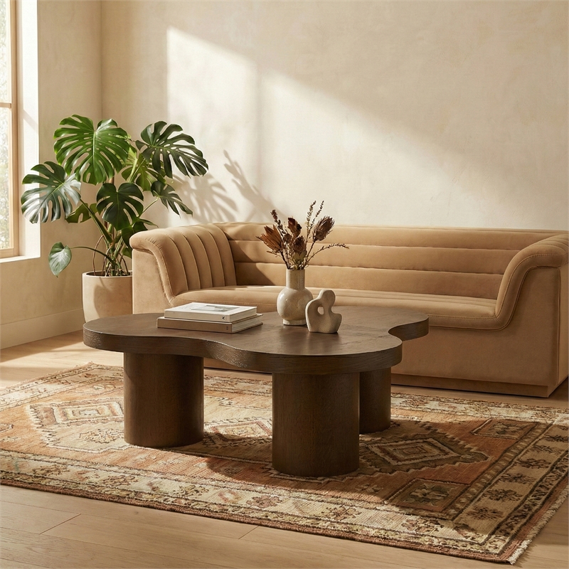 Meridian Furniture Cove Brown Walnut Oak Veneer And Solid Wood Coffee Table