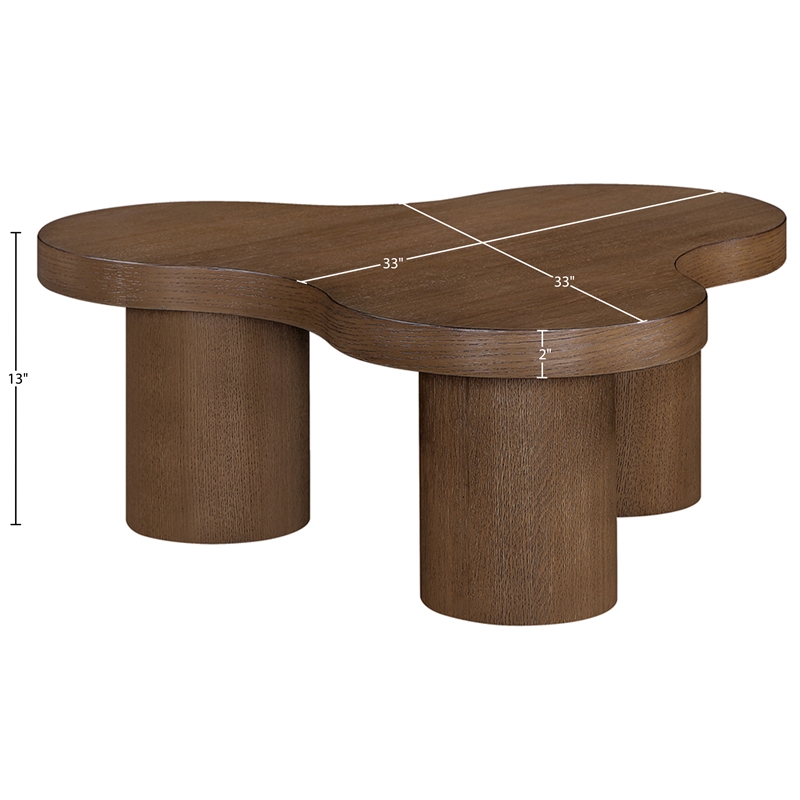 Meridian Furniture Cove Brown Walnut Oak Veneer And Solid Wood Coffee Table