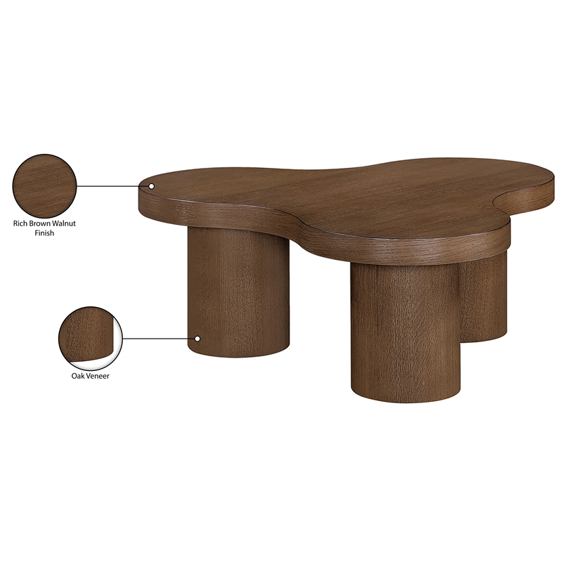 Meridian Furniture Cove Brown Walnut Oak Veneer And Solid Wood Coffee Table