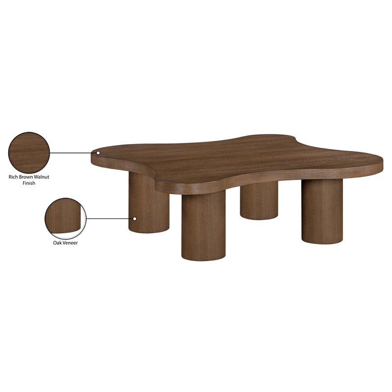 Meridian Furniture Cove Brown Walnut Oak Veneer And Solid Wood Coffee Table