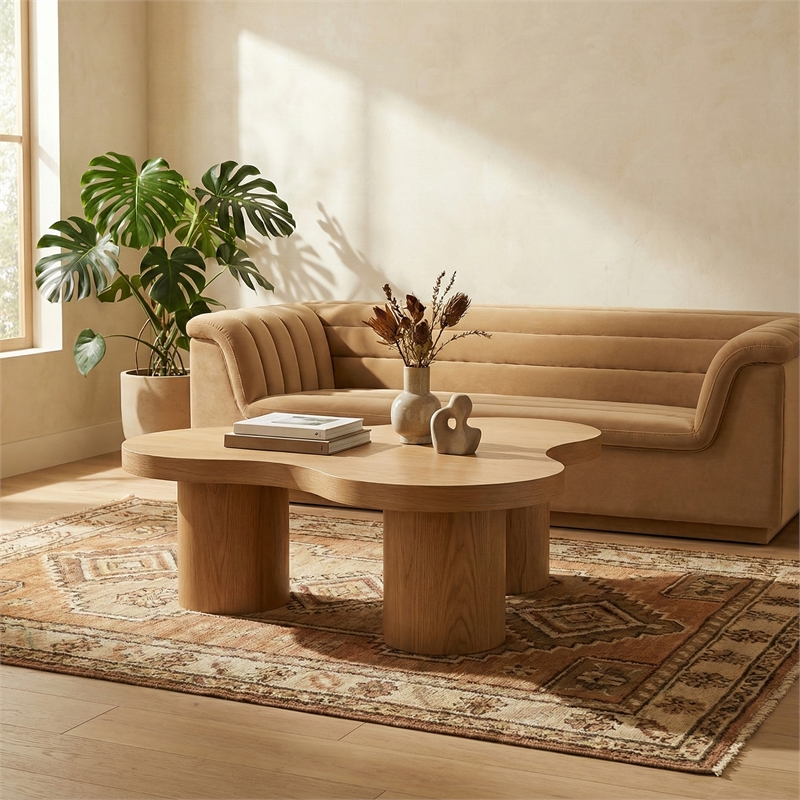 Meridian Furniture Cove Natural Oak Veneer And Solid Wood Coffee Table