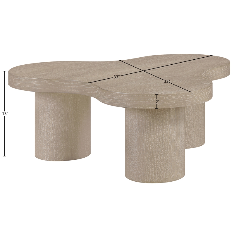Meridian Furniture Cove Natural Oak Veneer And Solid Wood Coffee Table