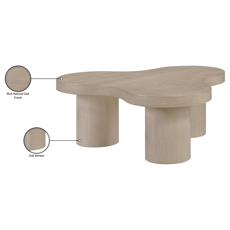 Meridian Furniture Cove Natural Oak Veneer And Solid Wood Coffee Table
