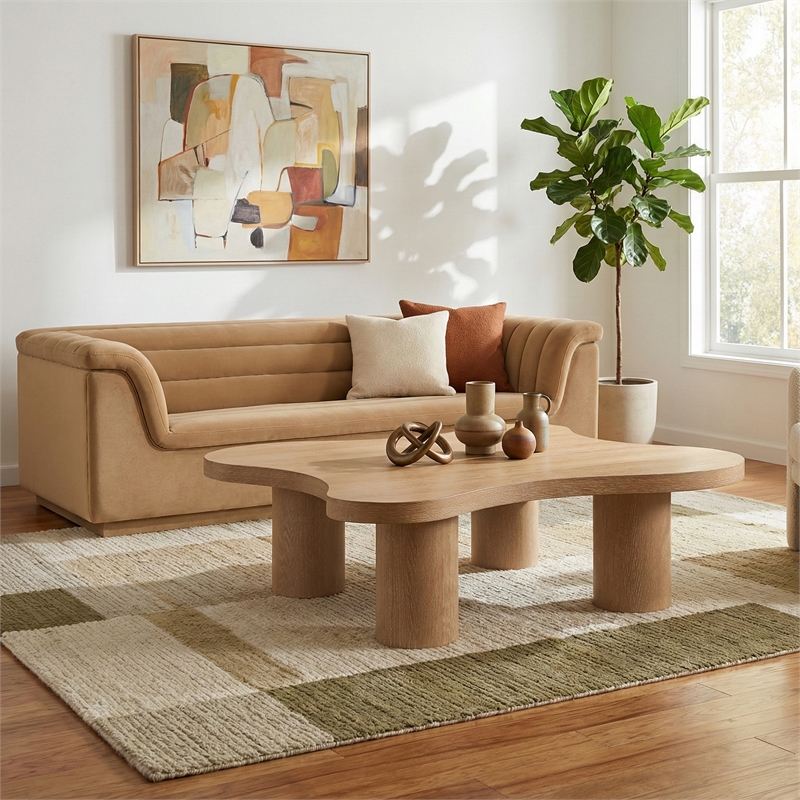 Meridian Furniture Cove Natural Oak Veneer And Solid Wood Coffee Table
