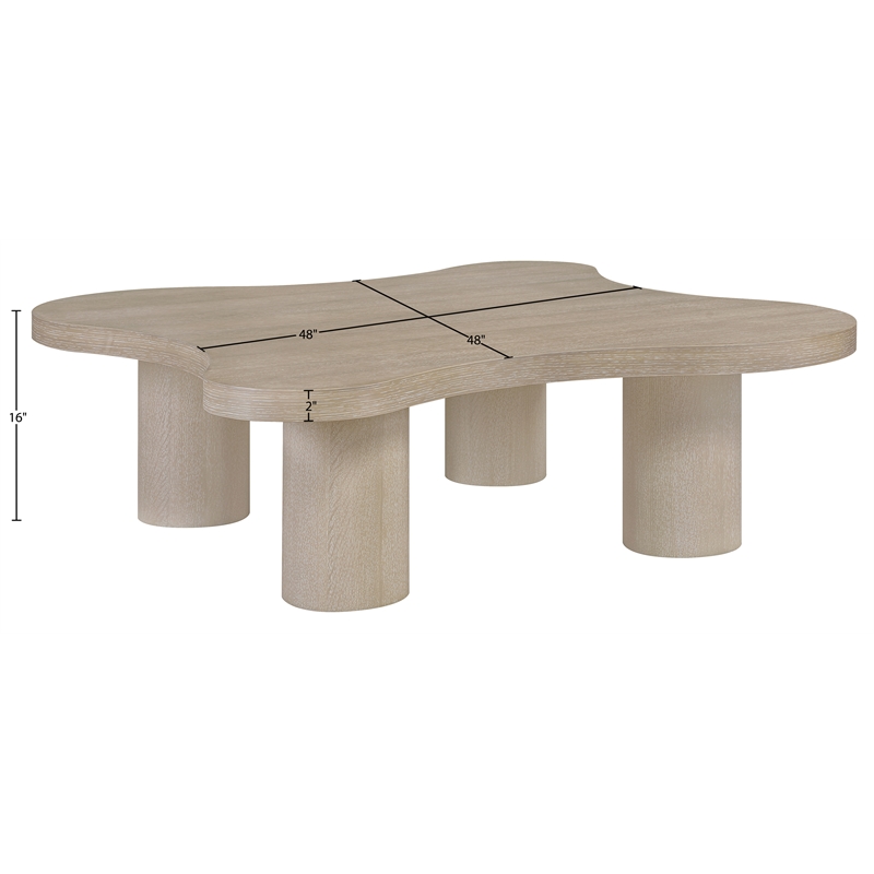 Meridian Furniture Cove Natural Oak Veneer And Solid Wood Coffee Table