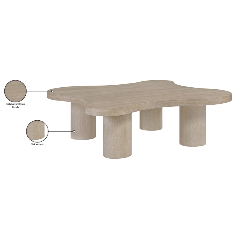 Meridian Furniture Cove Natural Oak Veneer And Solid Wood Coffee Table