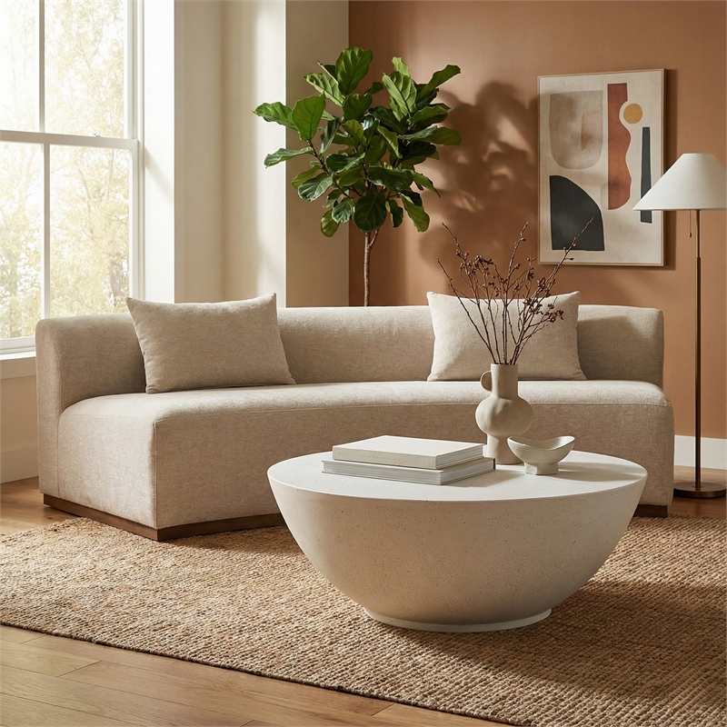 Meridian Furniture Reggio White Concrete Indoor/Outdoor Coffee Table