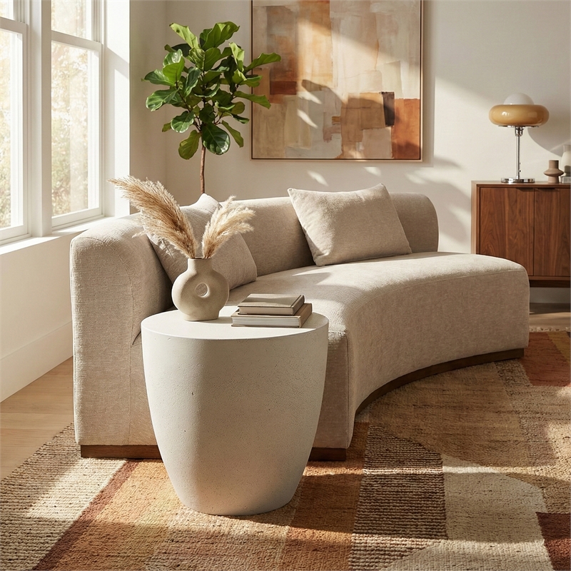 Meridian Furniture Reggio White Concrete Indoor/Outdoor End Table