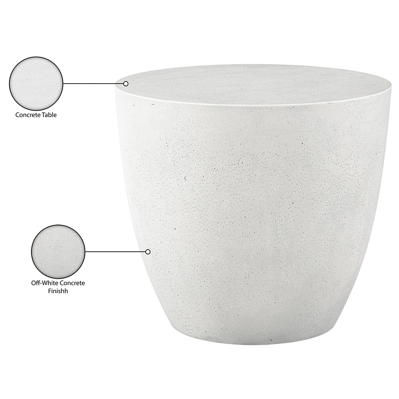 Meridian Furniture Reggio White Concrete Indoor/Outdoor End Table