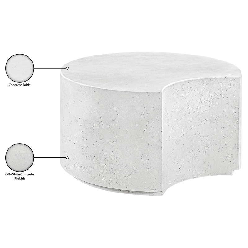 Meridian Furniture Imperia White Concrete Indoor/Outdoor Coffee Table