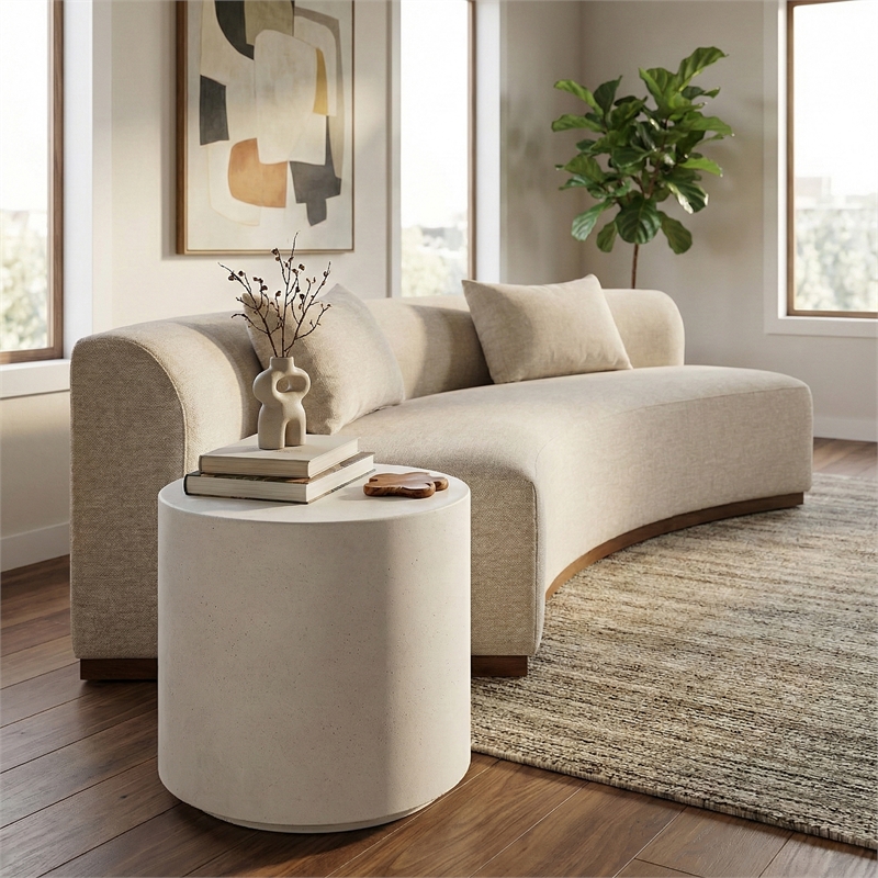 Meridian Furniture Imperia White Concrete Indoor/Outdoor End Table