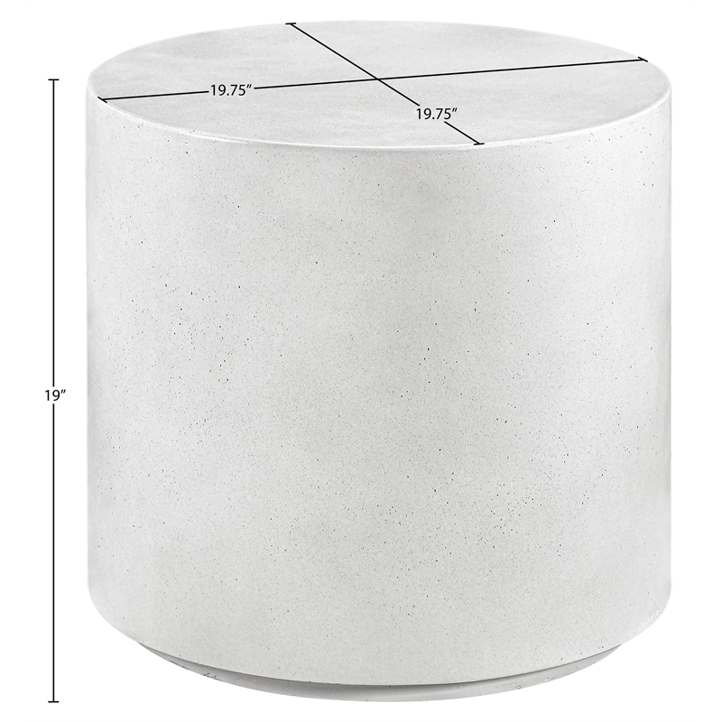Meridian Furniture Imperia White Concrete Indoor/Outdoor End Table