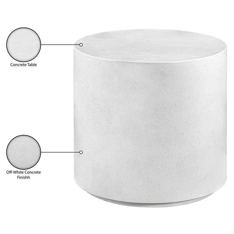 Meridian Furniture Imperia White Concrete Indoor/Outdoor End Table