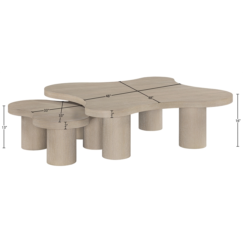 Meridian Furniture Cove Natural Oak Veneer And Solid Wood 2pc. Coffee Table