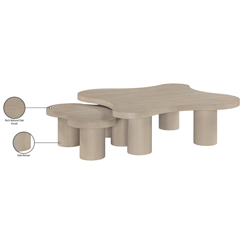 Meridian Furniture Cove Natural Oak Veneer And Solid Wood 2pc. Coffee Table