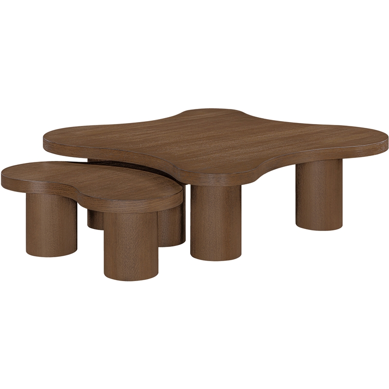 Meridian Furniture Cove Brown Walnut Oak Veneer And Solid Wood 2pc. Coffee Table