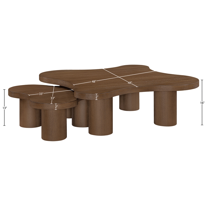 Meridian Furniture Cove Brown Walnut Oak Veneer And Solid Wood 2pc. Coffee Table