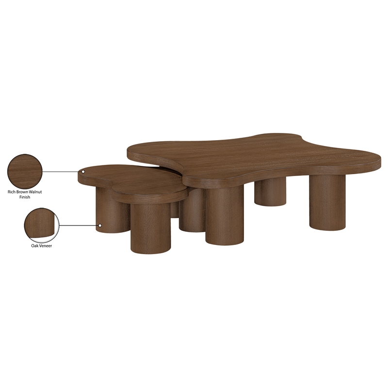 Meridian Furniture Cove Brown Walnut Oak Veneer And Solid Wood 2pc. Coffee Table