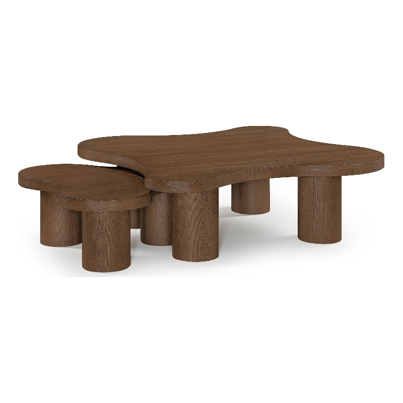 Meridian Furniture Cove Brown Walnut Oak Veneer And Solid Wood 2pc. Coffee Table