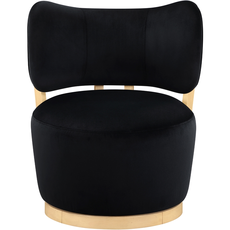 Meridian Furniture Elara Black Velvet Upholstered Swivel Accent Chair