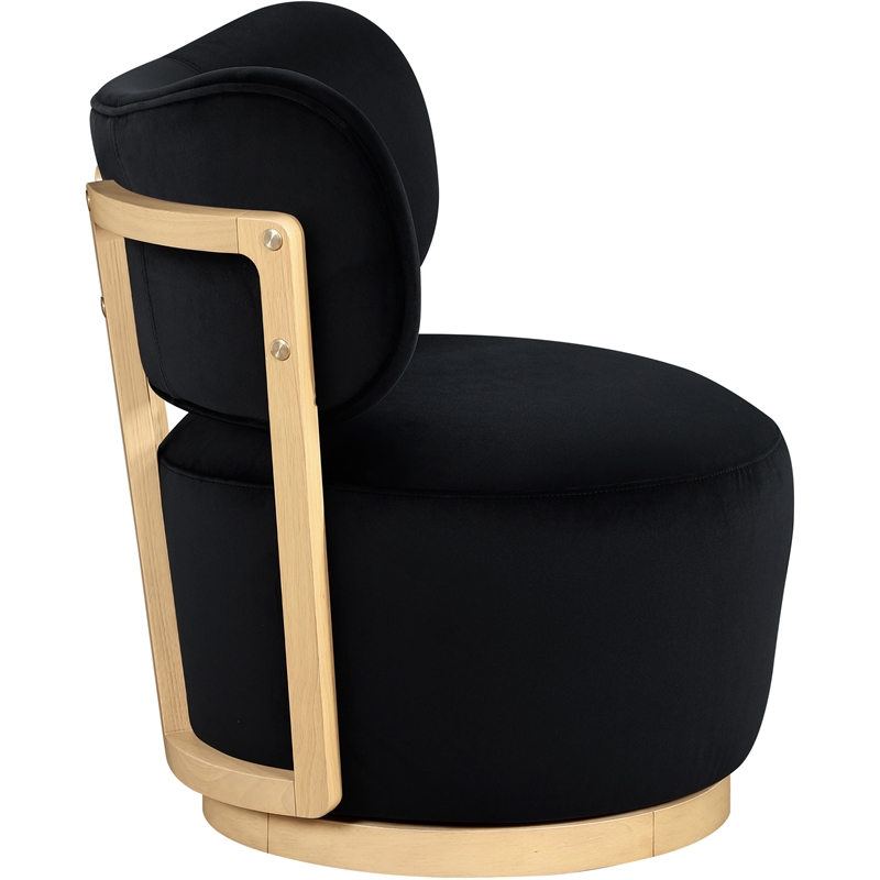 Meridian Furniture Elara Black Velvet Upholstered Swivel Accent Chair