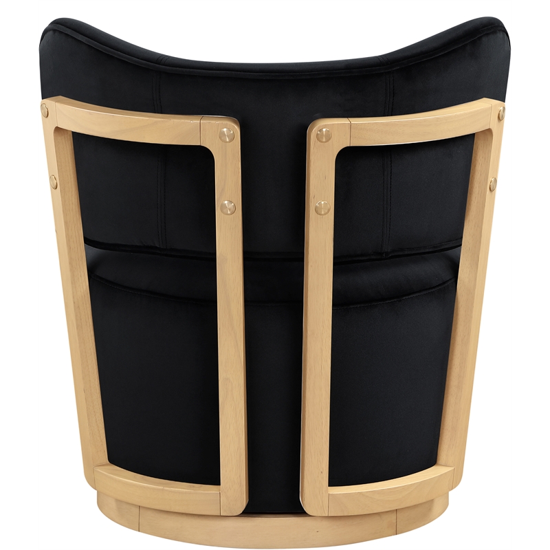 Meridian Furniture Elara Black Velvet Upholstered Swivel Accent Chair