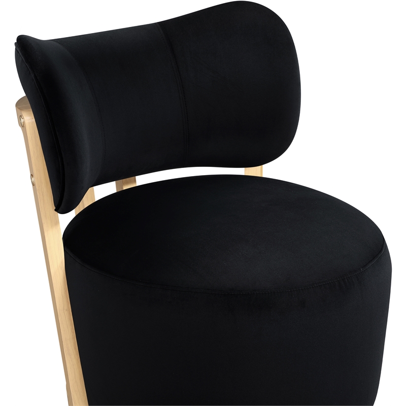 Meridian Furniture Elara Black Velvet Upholstered Swivel Accent Chair